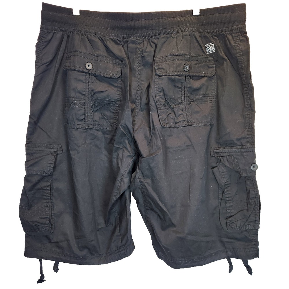 Southpole Men's 4XL Big Cargo Jogger Shorts Black Elastic Drawstring Waist Twill - Picture 2 of 10